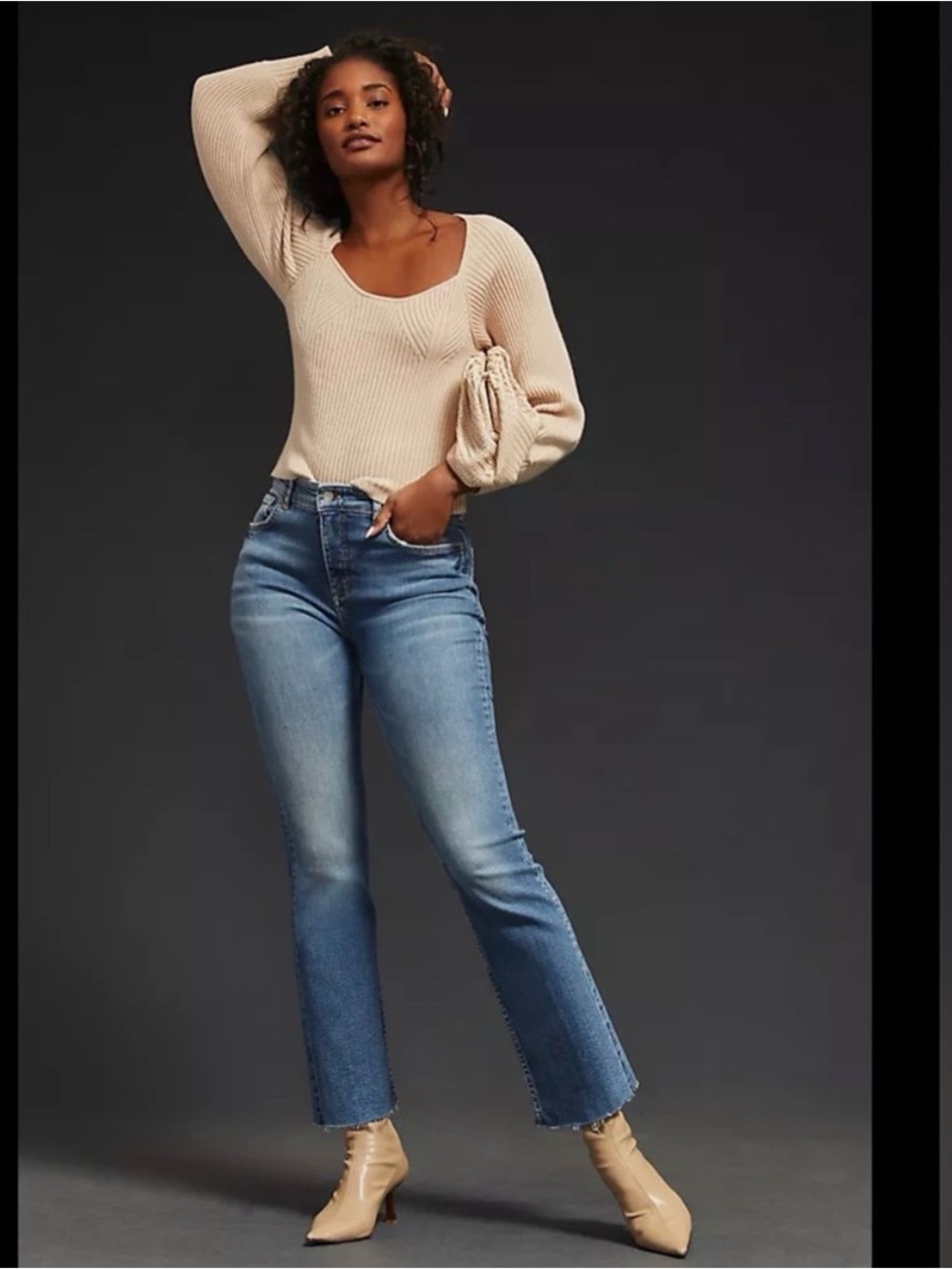 Pilcro The Yaya Medium Blue Cropped Straight Jeans